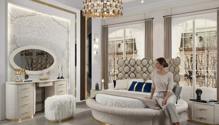 Letto rotondo Letti design rotondi in pelle matrimoniali di lusso telaio camera da letto dell'hotel
