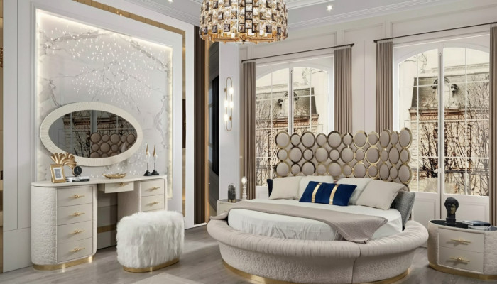 Letto rotondo Letti design rotondi in pelle matrimoniali di lusso telaio camera da letto dell'hotel