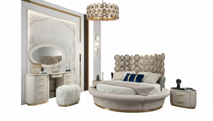 Letto rotondo Letti design rotondi in pelle matrimoniali di lusso telaio camera da letto dell'hotel