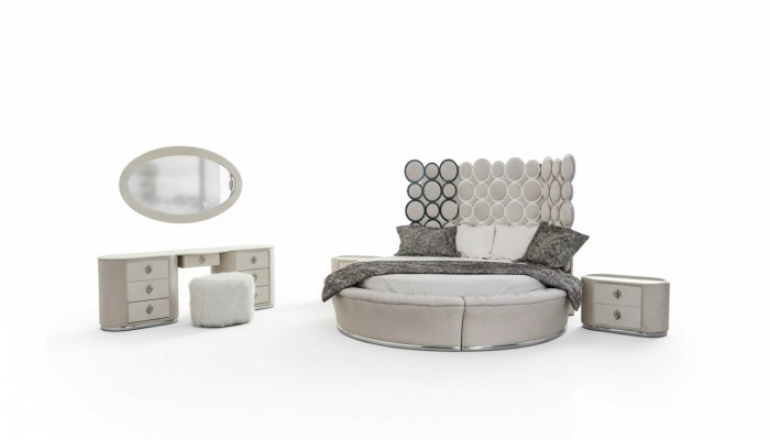 Set da camera da letto letto moderno + 2 comodini + tavolino per il trucco + specchio nuovo