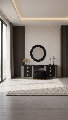 Set di tavolino da trucco con console, specchio, mobili da camera da letto, design, set sgabello, nuovo.