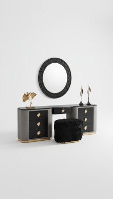 Set di tavolino da trucco con console, specchio, mobili da camera da letto, design, set sgabello, nuovo.