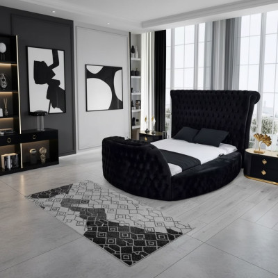 Moderno letto Chesterfield di lusso di colore nero.