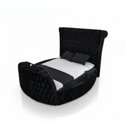 Moderno letto Chesterfield di lusso di colore nero.