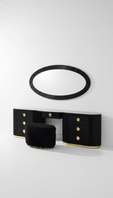 Tavolo da toeletta ovale con sgabello Tavoli da camera da letto Toeletta