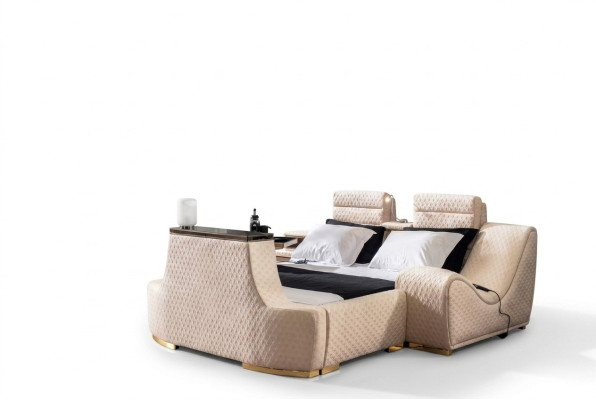 Letto matrimoniale Letto matrimoniale di lusso Design moderno del letto Struttura del letto Cornice del letto Letti