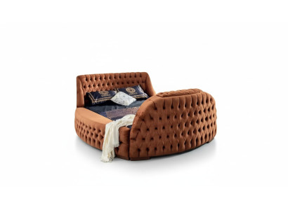 Letto Chesterfield Imbottito Design Letti di lusso Hotel in marrone con TV