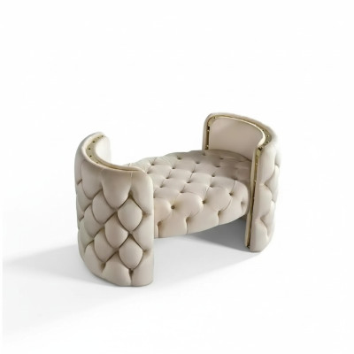 Poggiapiedi moderno con rivestimento in bianco per arredamento in soggiorno, design nuovo.