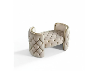 Poggiapiedi moderno con rivestimento in bianco per arredamento in soggiorno, design nuovo.