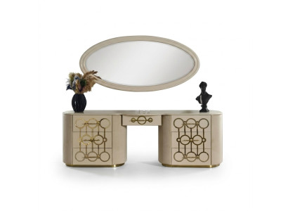 Set da designer con tocchettino e specchio per la camera da letto in stile moderno.