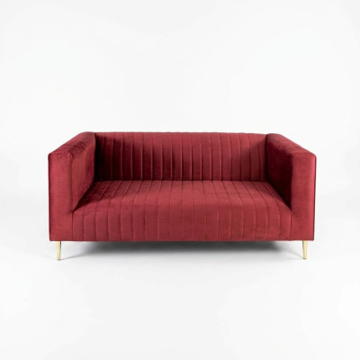 Divano 2 posti Rosa Soggiorno Design Moderno di Lusso in Legno Tessuto Imbottito Nuovo