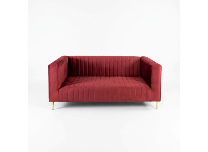 Divano 2 posti Rosa Soggiorno Design Moderno di Lusso in Legno Tessuto Imbottito Nuovo