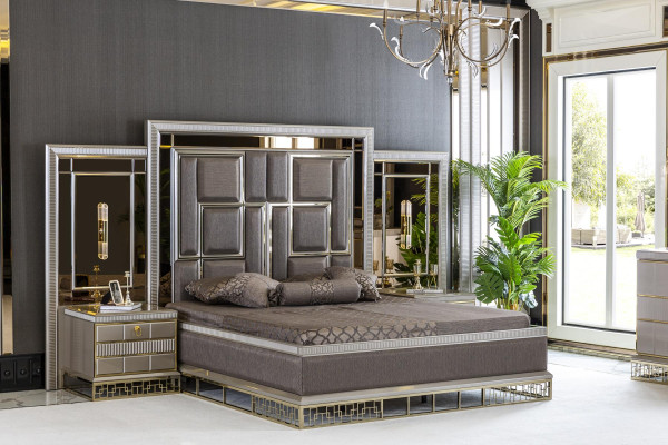 Letto marrone Design elegante della camera da letto Bellissimi letti matrimoniali di lusso