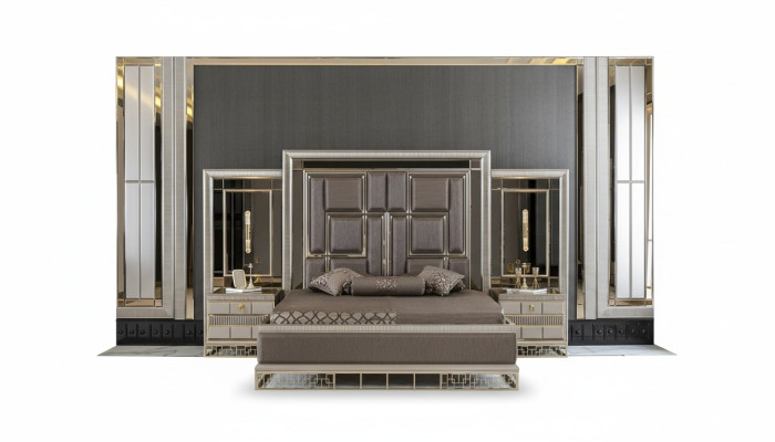 Letto marrone Design elegante della camera da letto Bellissimi letti matrimoniali di lusso