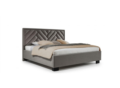 Set camera da letto grigia, letto in legno, 2 comodini, elegante, moderno, bello, nuovo, 3 pezzi.