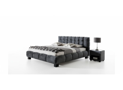 Set camera da letto Blu Letto in legno 2 comodini Stile elegante Moderno Nuovo 3 pezzi.