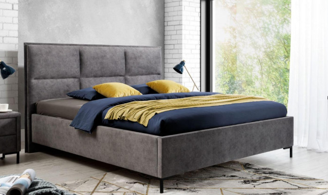 Set camera da letto grigia Letto elegante 2x Comodini Set completo Bellissimo set completo 3 pezzi.