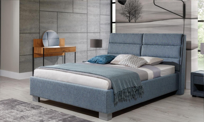 Set da camera da letto Blu Letto Bellissimo 2x Comodini Set completo di lusso Nuovo 3 pezzi.