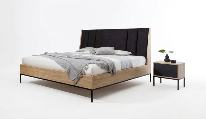 Set da camera da letto Beige Letto Elegante 2 Comodini di lusso Moderno Nuovo 3 pezzi.