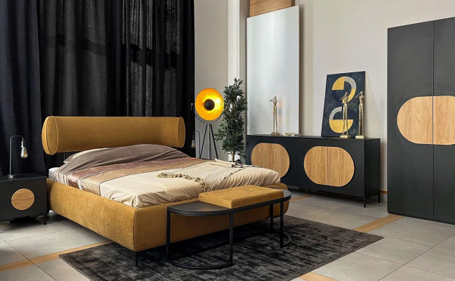 Comodino Grigio Camera da Letto Tavolo Elegante di Lusso in Legno Mobili Tavolino