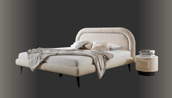 Set da camera da letto bianco elegante con letto 2 comodini in legno di lusso moderno 3 pezzi.