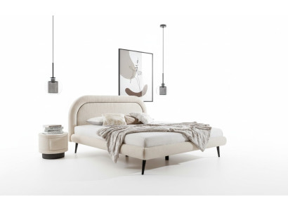 Set da camera da letto bianco elegante con letto 2 comodini in legno di lusso moderno 3 pezzi.
