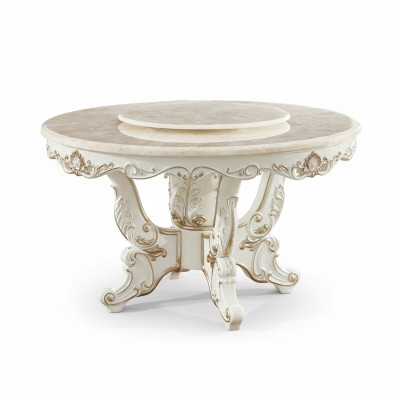 Tavolo da pranzo Bianco Rotondo Classico lussuoso sala da pranzo Tavoli in legno Design elegante