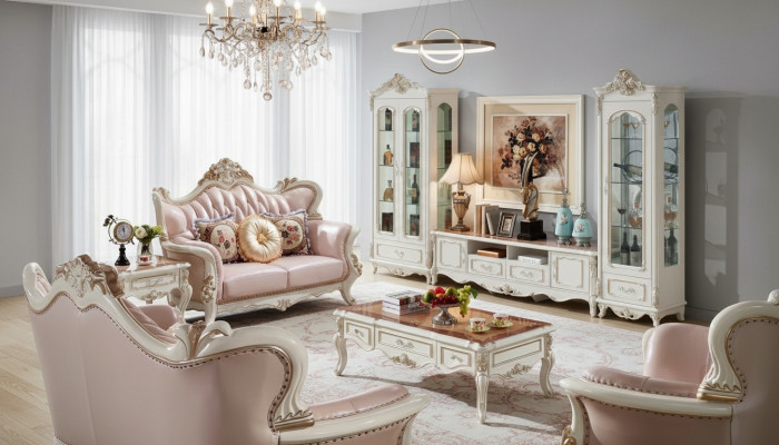 Vetrina Bianca Mobili Soggiorno di Lusso Legno Vetro Design Elegante Classico