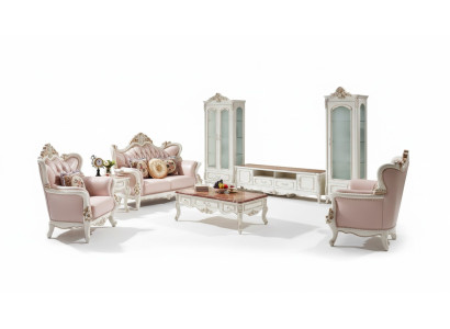 Vetrina Bianca Mobili Soggiorno di Lusso Legno Vetro Design Elegante Classico