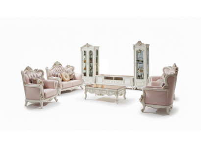 Vetrina Bianca Mobili Soggiorno di Lusso Design in Legno Armadio in Vetro Vetrina Classica
