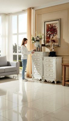 Set da camera da letto bianco design elegante 2x cassettiera mobili classici di lusso 2 pezzi.