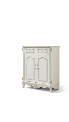 Comò bianco design elegante per camera da letto, comò classico di lusso in legno nuovo.