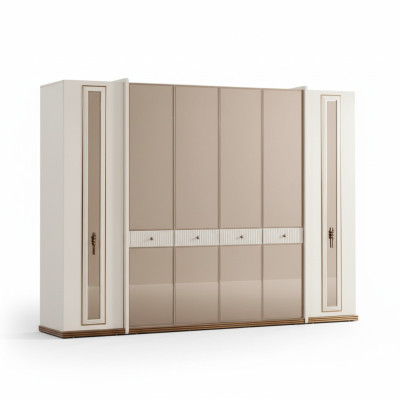 Armadio a sei ante Beige in legno Armadio per vestiti