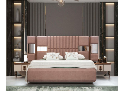 Lussuoso letto camera da letto Mobili italiani Materiale innovativo Legno Marrone