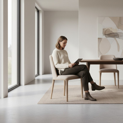 Design di lusso sedia imbottita sedie seduta sala da pranzo legno tessuto poltrona legno massello
