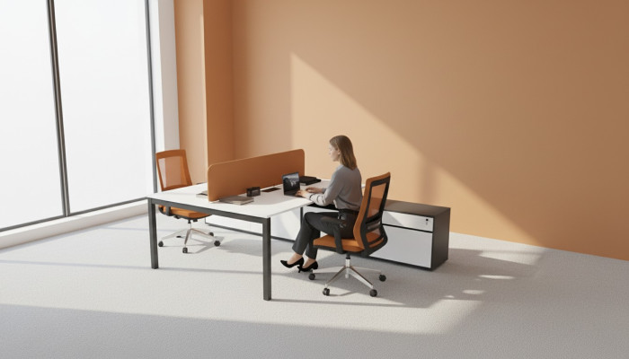 Mobili per ufficio, scrivanie da lavoro, ampi piani di lavoro da ufficio, scrivanie da ufficio, postazioni di lavoro moderne.