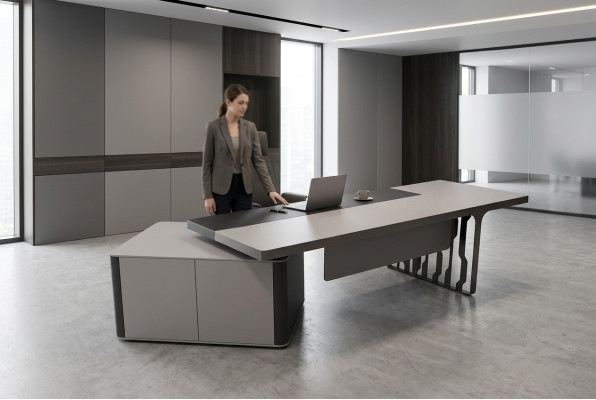 Scrivania moderna Arredamento per ufficio Mobili per lo studio Tavolo da ufficio Grigio