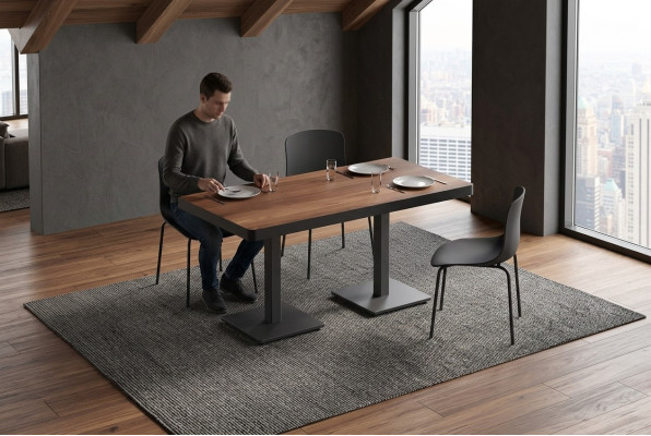 Tavolo da pranzo moderno in legno massello Mobili da sala da pranzo Marrone Mobili in acciaio inossidabile