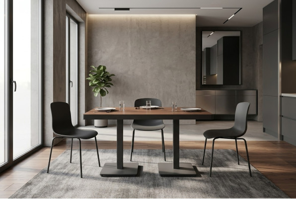 Tavolo da pranzo moderno in legno massello Mobili da sala da pranzo Marrone Mobili in acciaio inossidabile