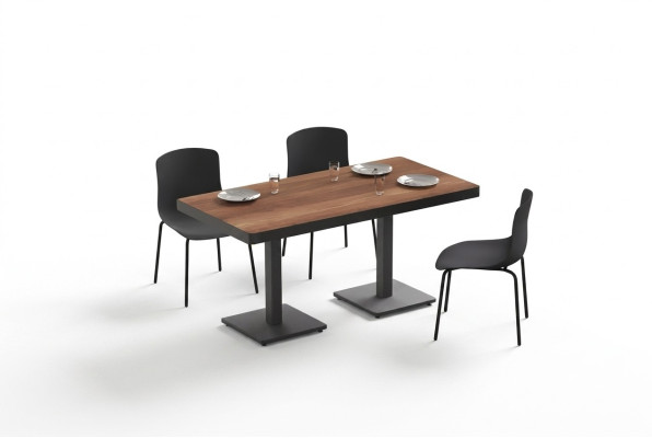 Tavolo da pranzo moderno in legno massello Mobili da sala da pranzo Marrone Mobili in acciaio inossidabile