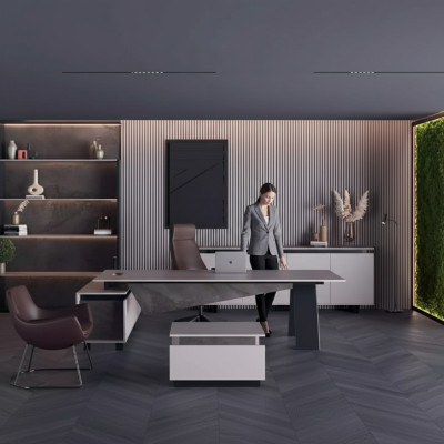 Mobili da ufficio grigi Scrivania Credenza Mobili da ufficio Moderno Legno