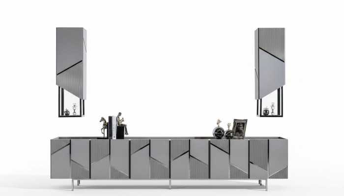 Mobile TV + 2 ripiani Sideboard RTV Tavolino Salotto in Legno Moderno Nuovo