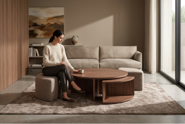 Tavolino da salotto tavolino da caffè soggiorno marrone design di lusso tavoli in legno.