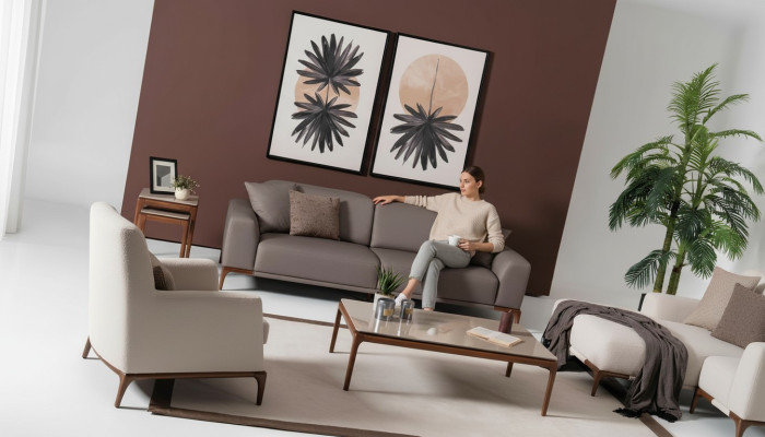Set di divani di lusso design con tavolo da caffè e tavolino 5 pezzi.
