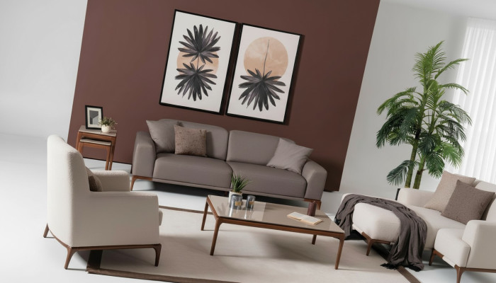 Set di divani di lusso design con tavolo da caffè e tavolino 5 pezzi.