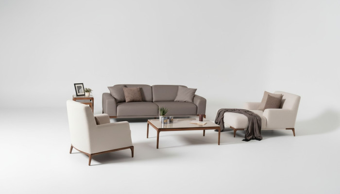 Set di divani di lusso design con tavolo da caffè e tavolino 5 pezzi.