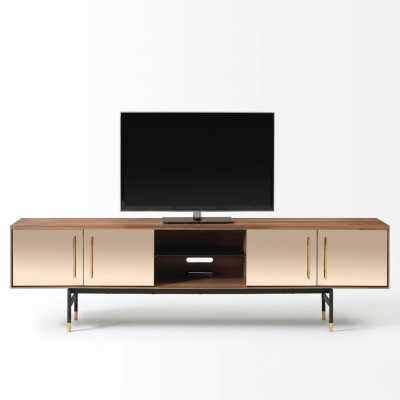 Mobile basso RTV Scaffale Mobile TV marrone Design di lusso in legno 260cm