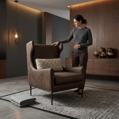 Poltrona da soggiorno seduta design moderno marrone stile moderno lusso nuovo