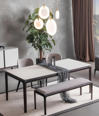 Sala da pranzo Tavolo da pranzo Mobili di lusso Design Materiale Legno Moderno grigio