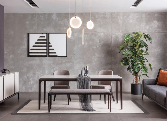 Sala da pranzo Tavolo da pranzo Mobili di lusso Design Materiale Legno Moderno grigio